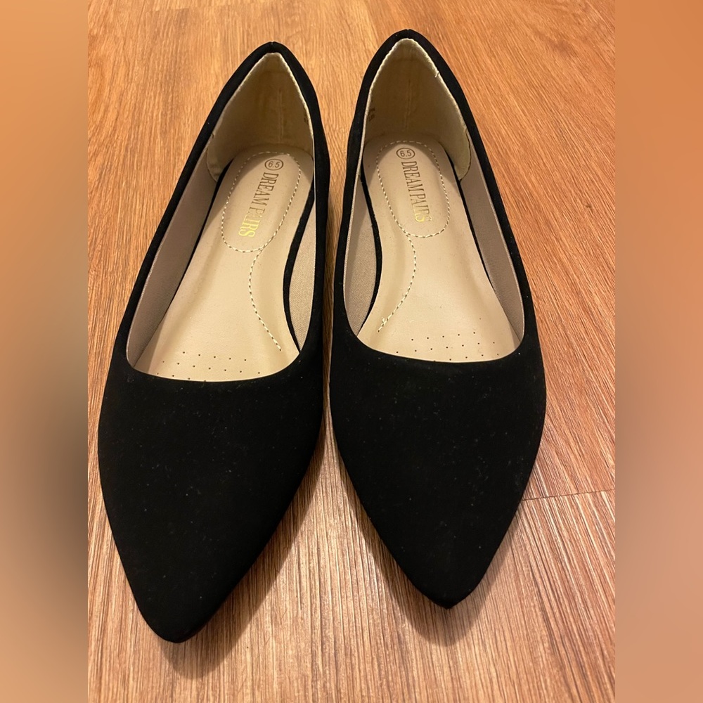 Black suede flats
